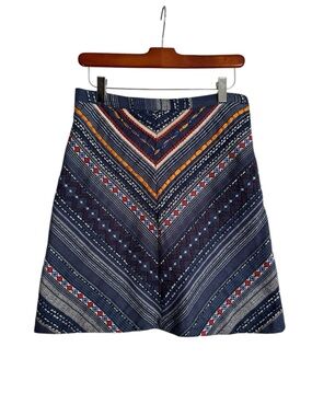 MAEVE Anthropologie Skirt 4 Boho Tribal Mini Cotton Blue Festival Cottagecore
